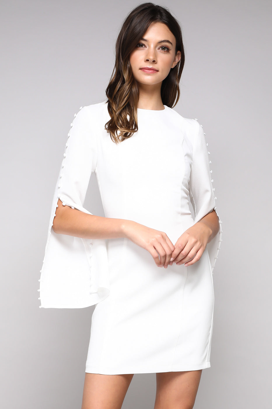 BUTTON SLEEVE DRESS