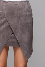 FAUX SUEDE WRAP SKIRT
