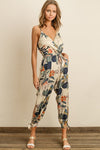 FLORAL SURPLICE JUMPSUIT