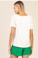 Jersey Top with Embroidered Sleeves