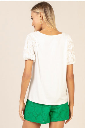 Jersey Top with Embroidered Sleeves