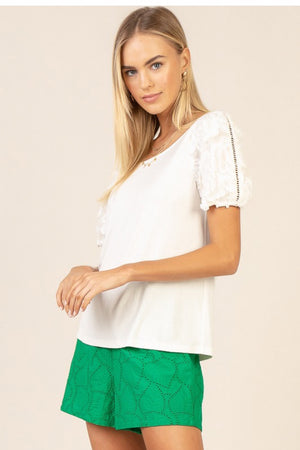 Jersey Top with Embroidered Sleeves