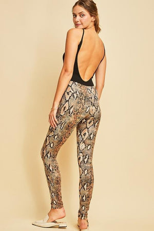 SNAKE SKIN BRUSHED LEGGINGS