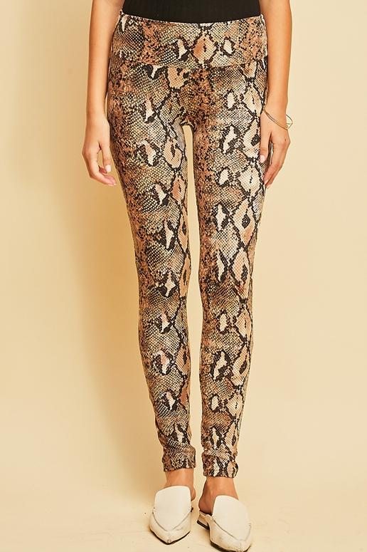 SNAKE SKIN BRUSHED LEGGINGS