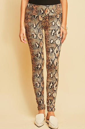 SNAKE SKIN BRUSHED LEGGINGS