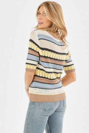 Open-Knit Striped Top