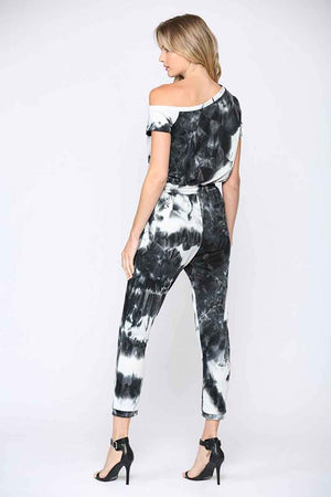 One-Shoulder Tie Dye Jumpsuit