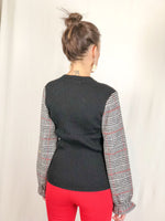 PLAID SLEEVE SWEATER