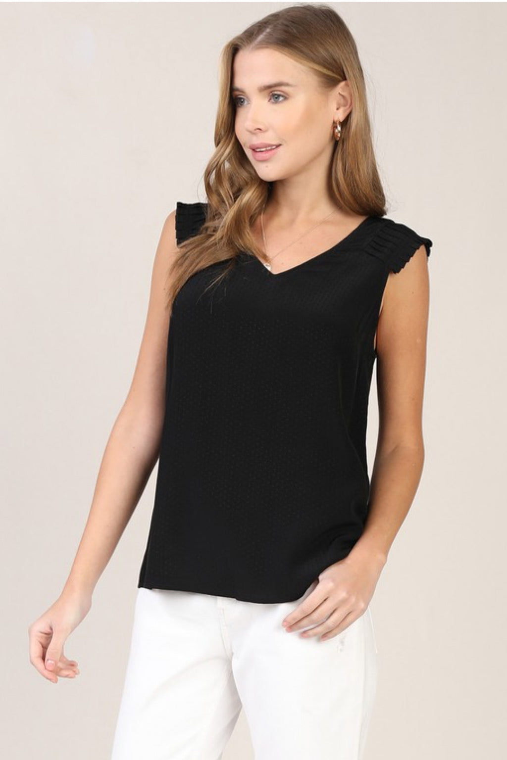 PLEATED SHOULDER DETAIL TOP