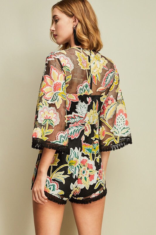 FLORAL EMBROIDERED ROMPER