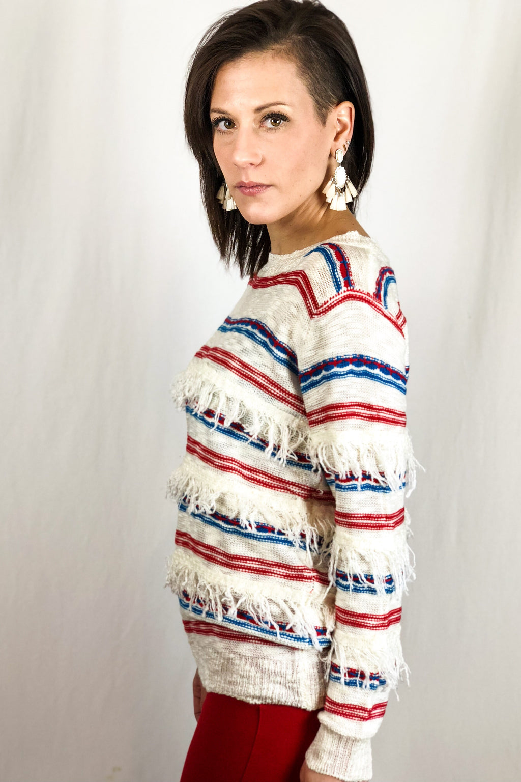 ROCK CHALK FRINGE SWEATER